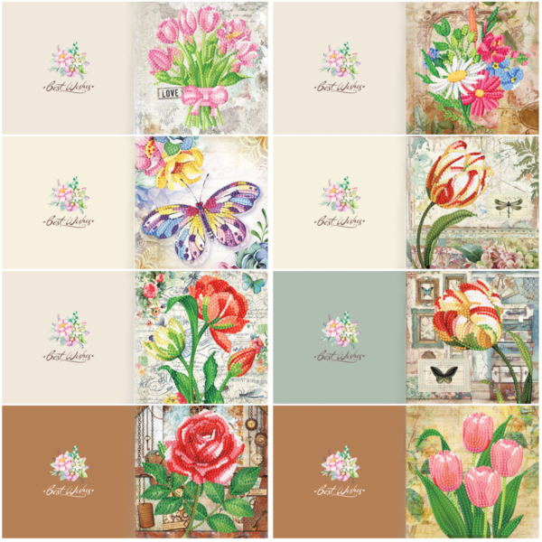 Adorzy Diamond Painting Kaarten Bloemen