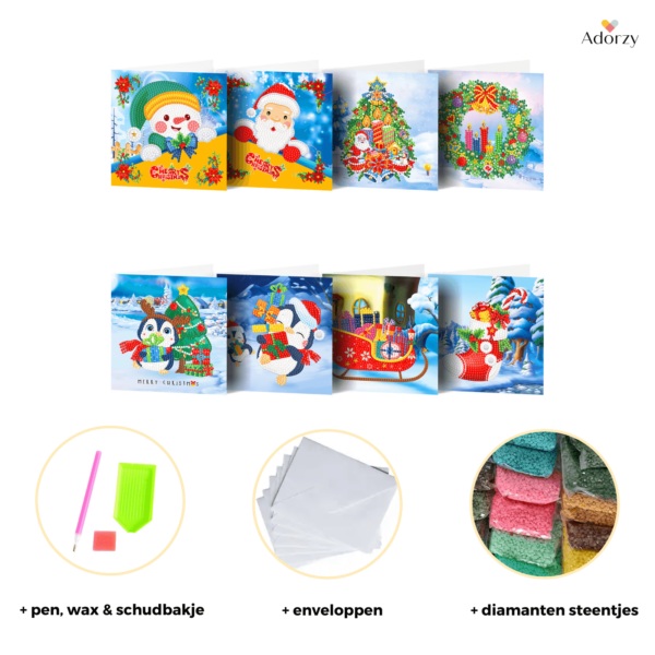 Compleet pakket Diamond Painting Kerstkaarten