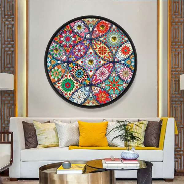 Diamond Painting Schilderij Rond Frame - Mandala