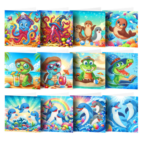 Diamond Painting Kaarten Oceaan Dieren