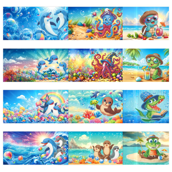 Diamond Painting Kaarten Oceaan Dieren