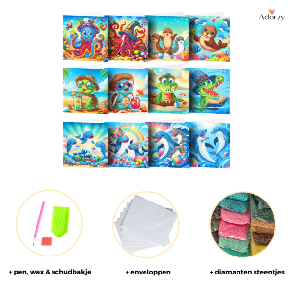 Diamond Painting Kaarten Oceaan Dieren