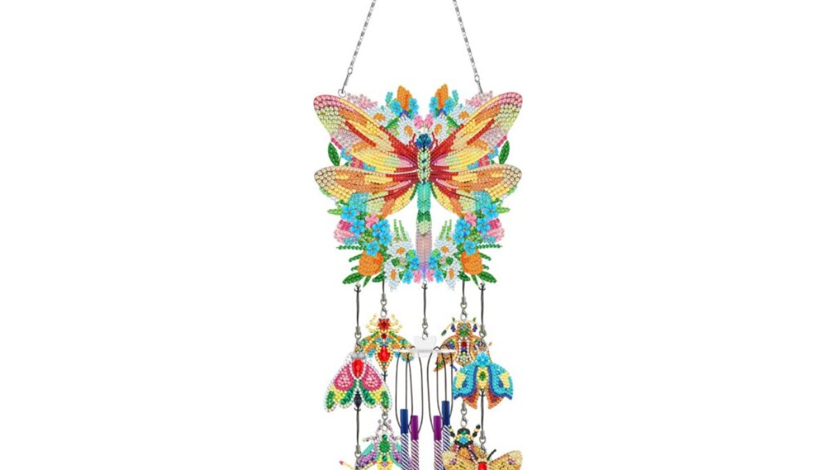 Diamond Painting dromenvanger, 5D-set, windgong, diamantschilderij, uil, diamantschilderij, zonnevanger met veerhanger, voor kinderen en volwassenen, diamantkunst, kits voor tuindecoratie
