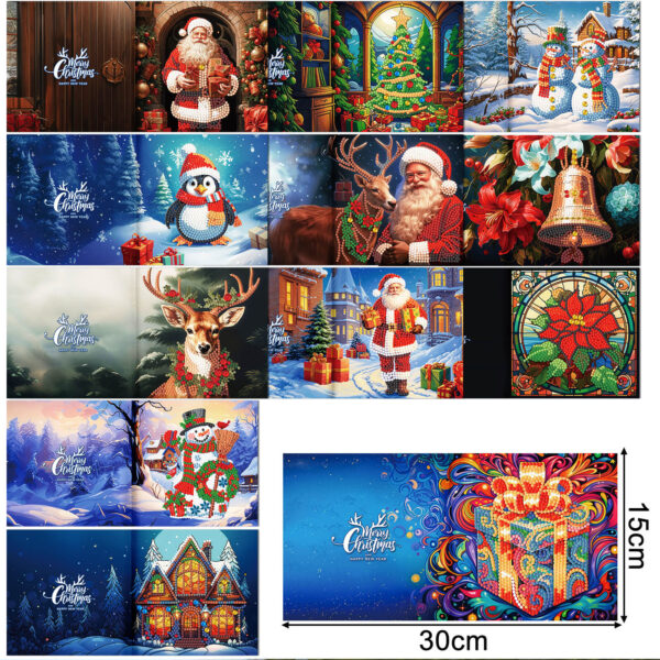 Diamond Painting Kerstkaarten - 12 kaarten - Complete set