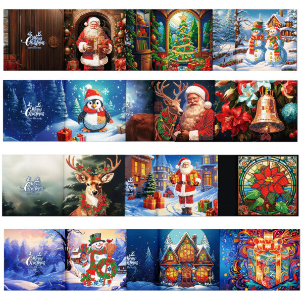 Diamond Painting Kerstkaarten - 12 kaarten - Complete set