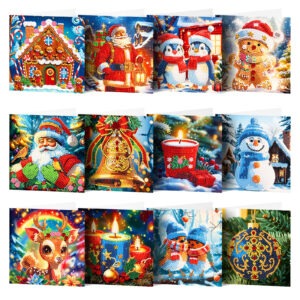 Diamond Painting Kerstkaarten - 12 kaarten - Complete set