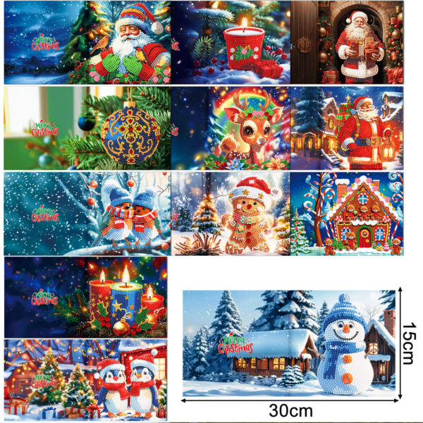 Diamond Painting Kerstkaarten - 12 kaarten - Complete set