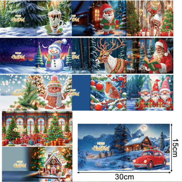 Diamond Painting Kerstkaarten - 12 kaarten - Complete set