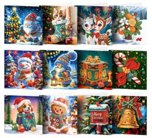 Diamond Painting Kerstkaarten - 12 kaarten - Complete set