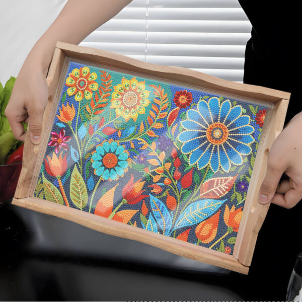 Diamond Painting Dienblad XL - Bloemen (donker)