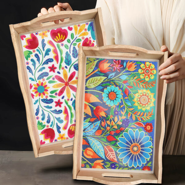 Diamond Painting Dienblad XL - Bloemen (donker)