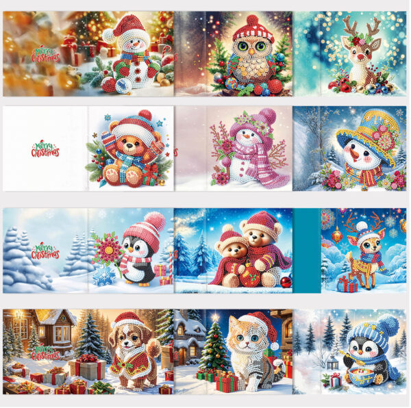 Diamond Painting Kerstkaarten - 12 kaarten - Complete set