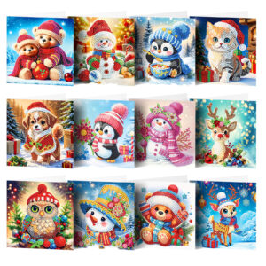 Diamond Painting Kerstkaarten - 12 kaarten - Complete set