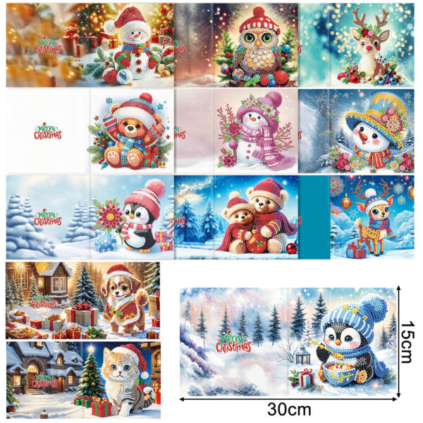 Diamond Painting Kerstkaarten - 12 kaarten - Complete set