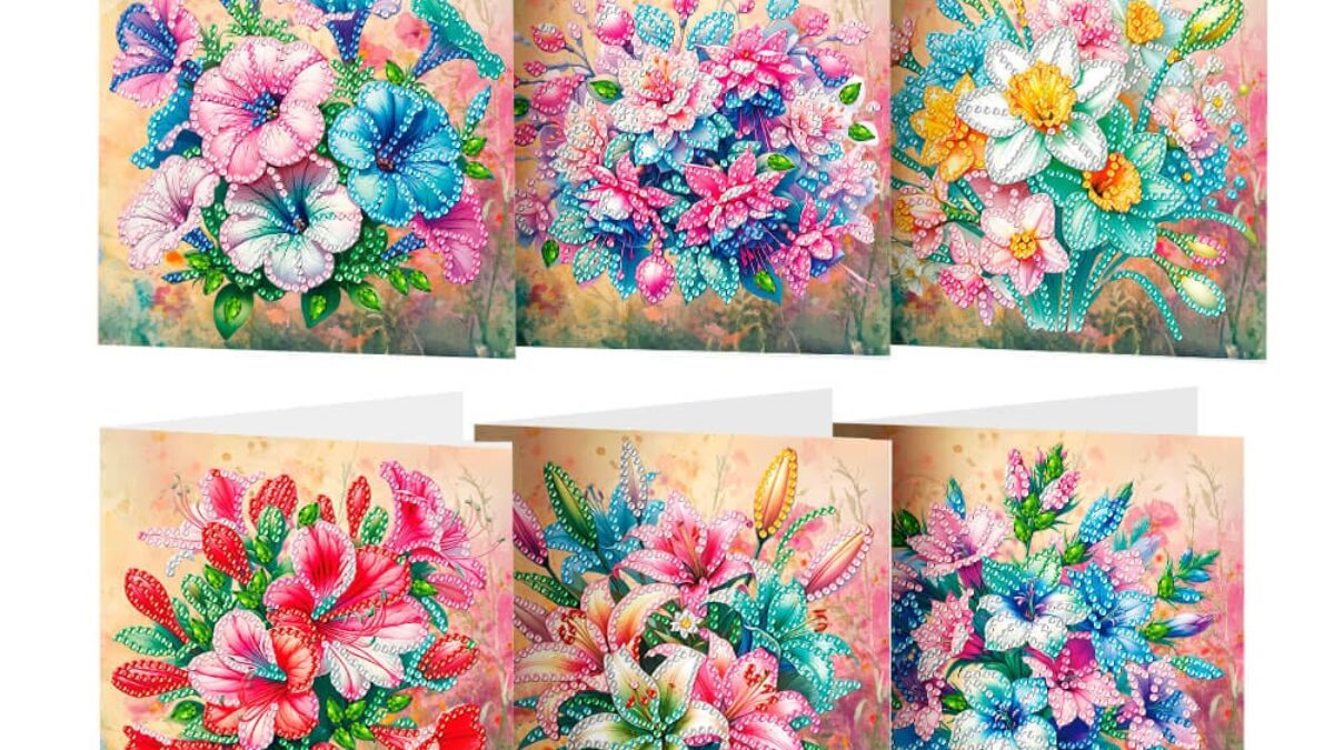 Diamond-Painting-wenskaart, 16 cm x 16 cm, 370 g/m², inclusief envelop en gereedschap, kerstman 2