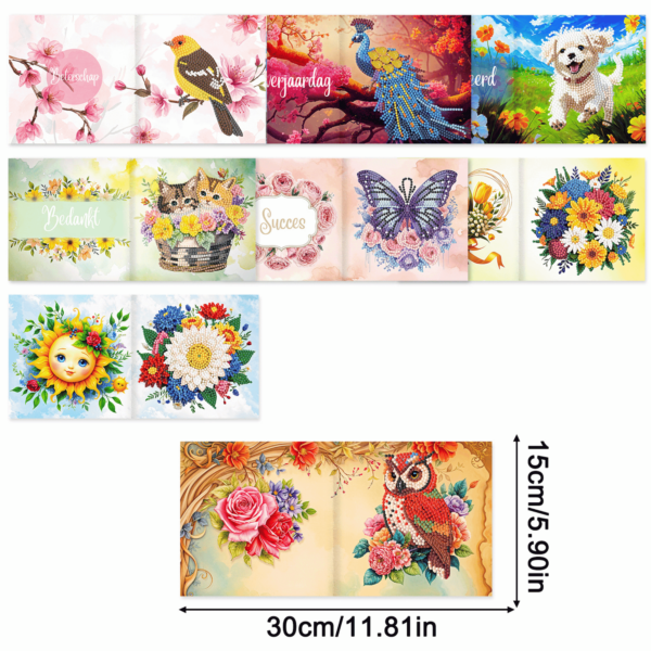 Diamond Painting Kaarten met Nederlandse Teksten - 8 Kaarten - DIY - Exclusief bij Adorzy