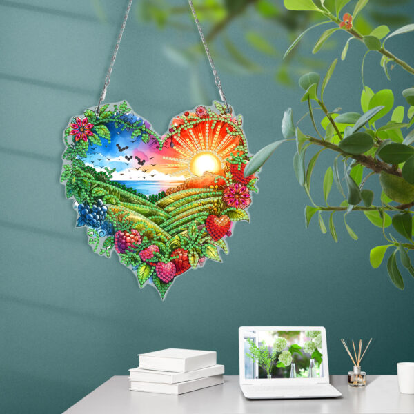 Diamond Painting Raamhangers - Set van 3 - Hart - Natuur