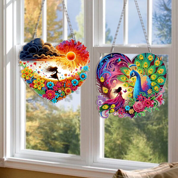 Diamond Painting Raamhangers - Set van 3 - Hart - Natuur