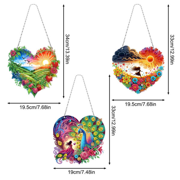 Diamond Painting Raamhangers - Set van 3 - Hart - Natuur