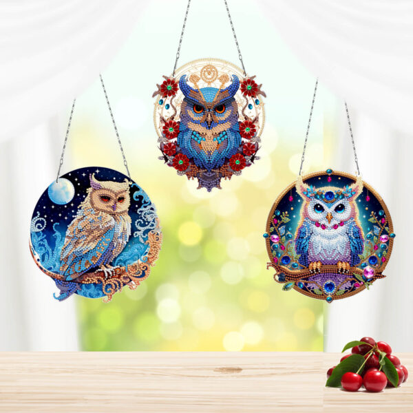 Diamond Painting Raamhangers - Set van 3 - Uilen
