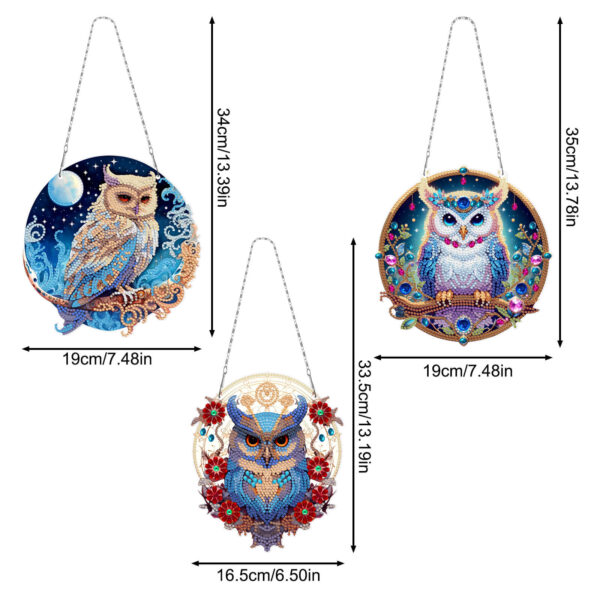 Diamond Painting Raamhangers - Set van 3 - Uilen