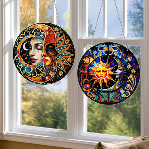 Diamond Painting Raamhangers - Set van 3 - Zon en Maan