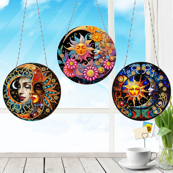 Diamond Painting Raamhangers - Set van 3 - Zon en Maan