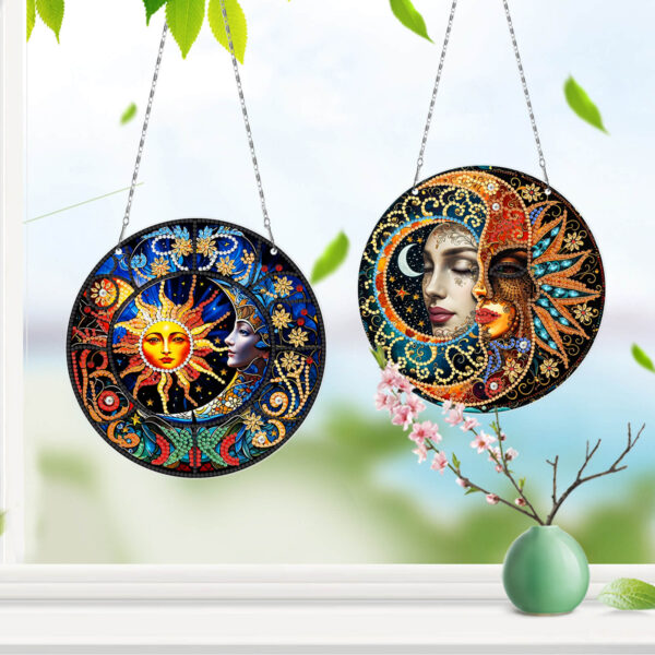 Diamond Painting Raamhangers - Set van 3 - Zon en Maan