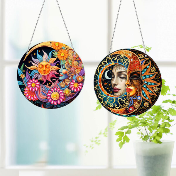 Diamond Painting Raamhangers - Set van 3 - Zon en Maan