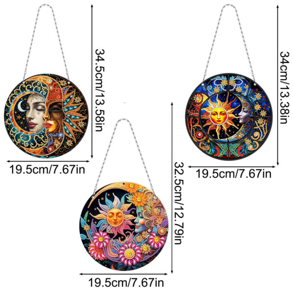 Diamond Painting Raamhangers - Set van 3 - Zon en Maan