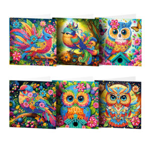 Diamond Painting Kaarten (6) – Vogels en Uilen – Set 6