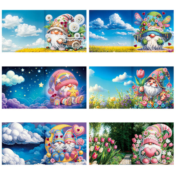 Diamond Painting Kaarten (6) – Kabouters – Set 5