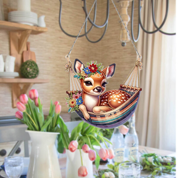 Diamond Painting Raamhangers – Set van 3 – Dieren in hangmat