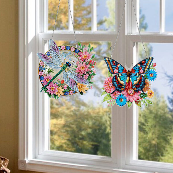 Diamond Painting Raamhangers – Set van 3 – Vlinder, Libelle en Maan