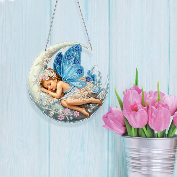 Diamond Painting Raamhangers – Set van 3 – Vlinder, Libelle en Maan