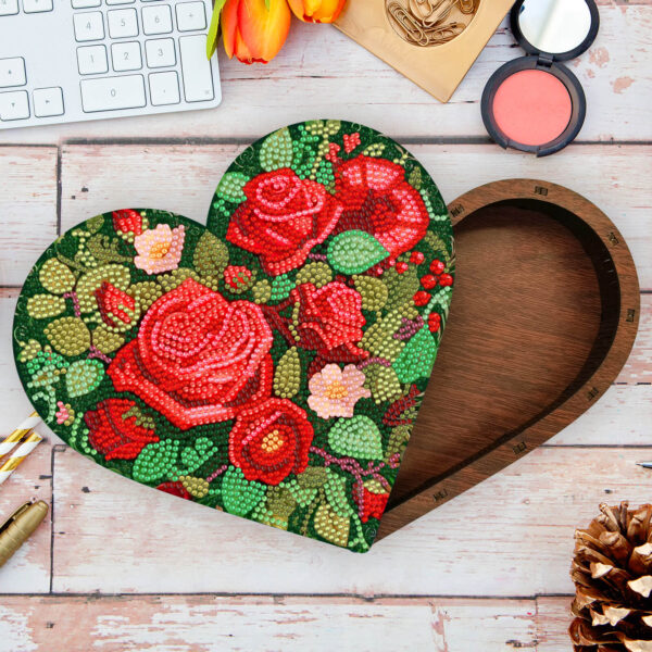 Diamond Painting Opbergdoos - Hart met Bloemen