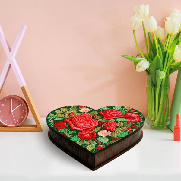 Diamond Painting Opbergdoos - Hart met Bloemen