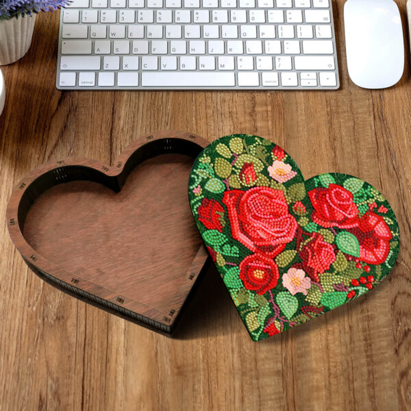 Diamond Painting Opbergdoos - Hart met Bloemen