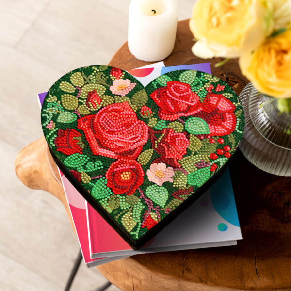 Diamond Painting Opbergdoos - Hart met Bloemen