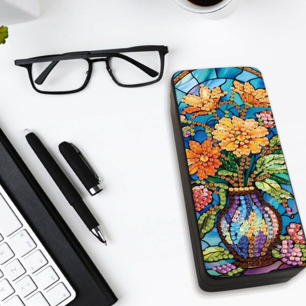 Stevige brillenkoker 16 cm met bloemen in mozaïekstijl