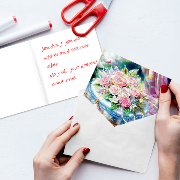 Diamond Painting Kaarten (8) – Pastelkleurige bloemen – Set 13 - Afbeelding 7
