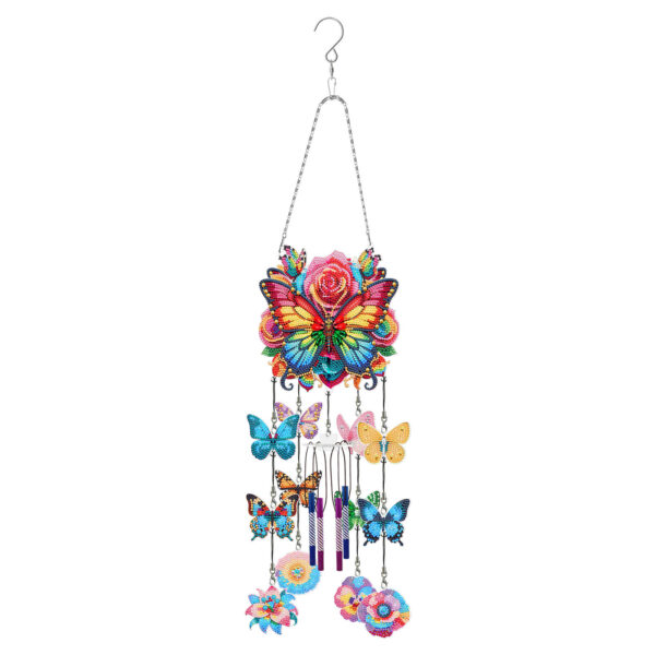 Diamond Painting 3D Windgong Vlinder met Bloemen
