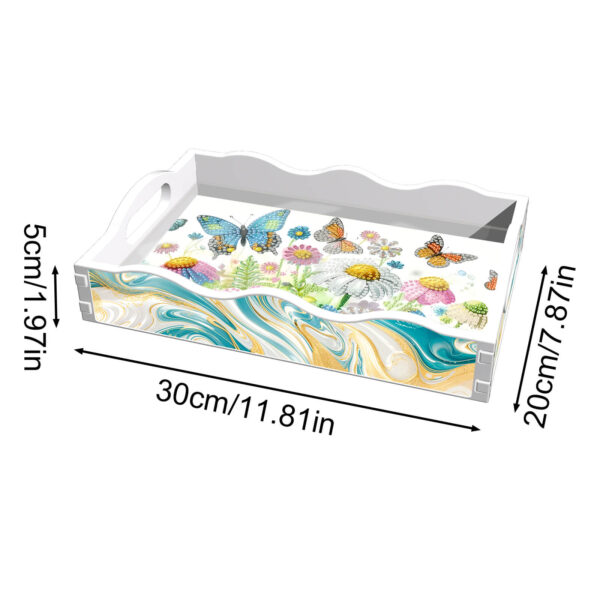 Diamond Painting Dienblad - Wit - Bloemen met Vlinders
