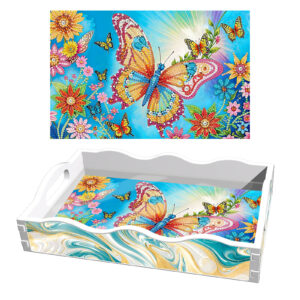 Diamond Painting Dienblad - Wit - Vlinders en Bloemen