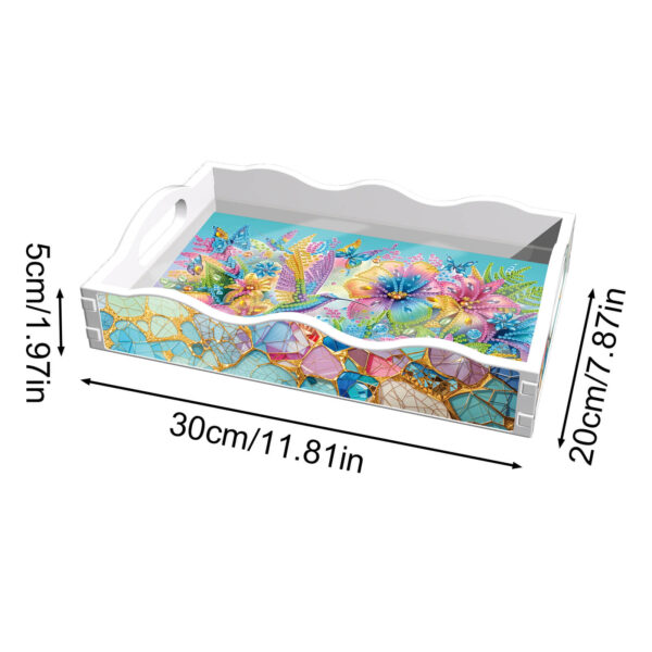 Diamond Painting Dienblad - Wit - Vogel met Bloemen