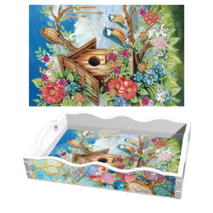 Diamond Painting Dienblad - Wit - Vogelhuisje