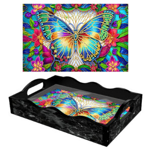 Diamond Painting Dienblad - Zwart - Vlinder
