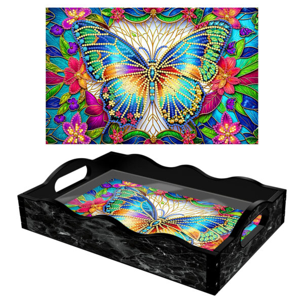 Diamond Painting Dienblad - Zwart - Vlinder