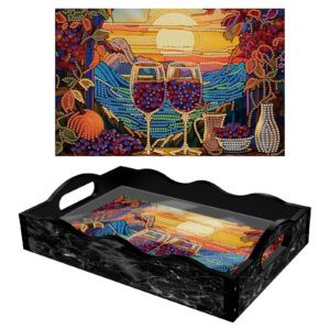 Diamond Painting Dienblad - Zwart - Wijnglazen
