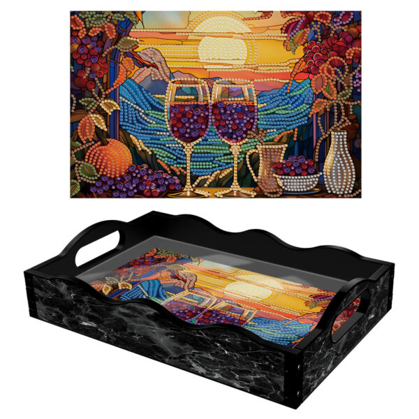 Diamond Painting Dienblad - Zwart - Wijnglazen